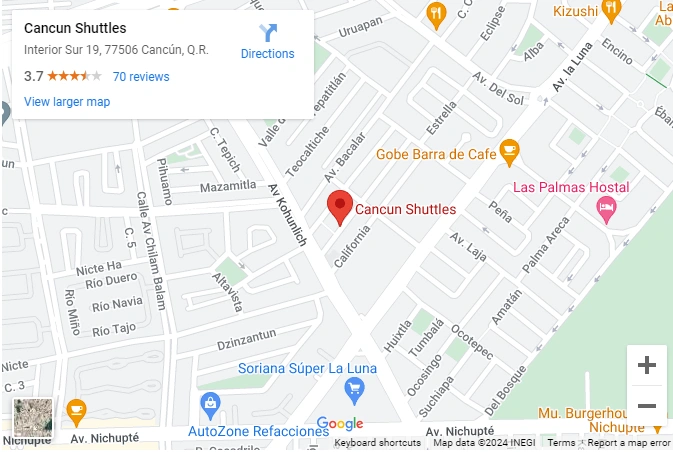 Cancun Shuttles Location Map